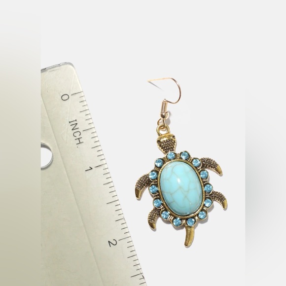 DREAM STONE - turquoise rhinestone earrings - Picture 2 of 2